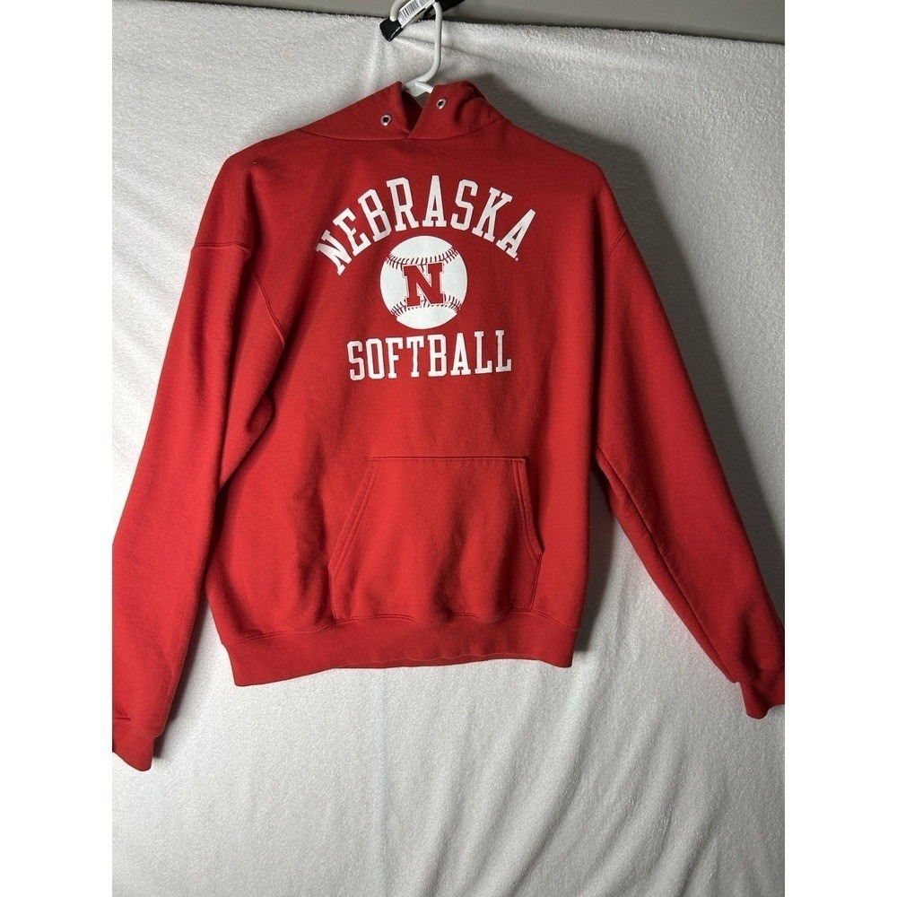 Champion Nebraska Softball Hoodie Red Pullover Sweatshirt Mens Medium CS2671